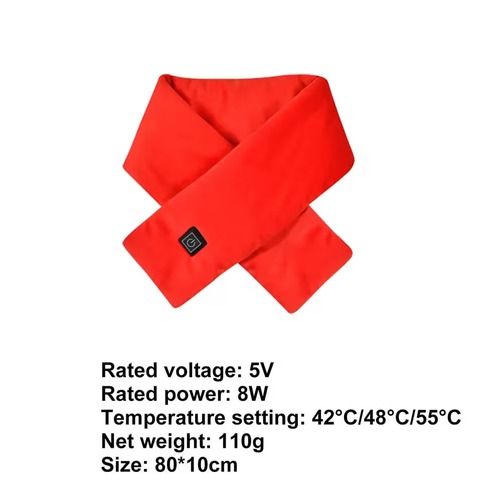 Red heating pad with specifications on a white background
