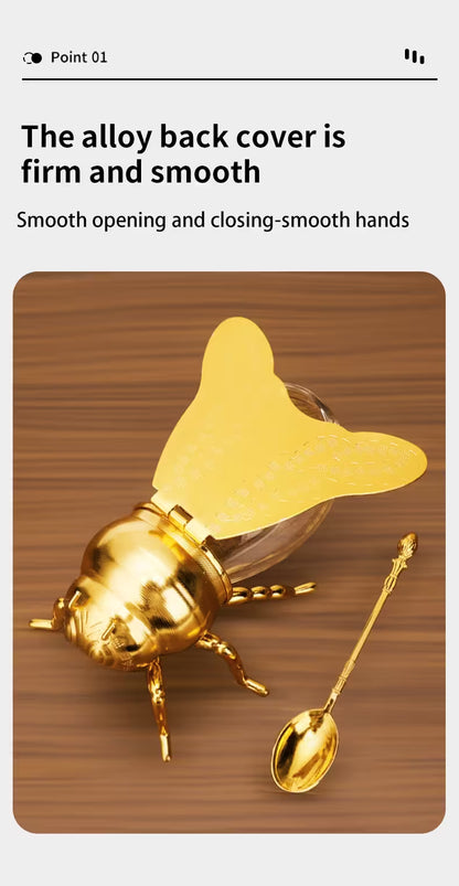 Gold alloy back cover with smooth opening and closing mechanism on a wooden background