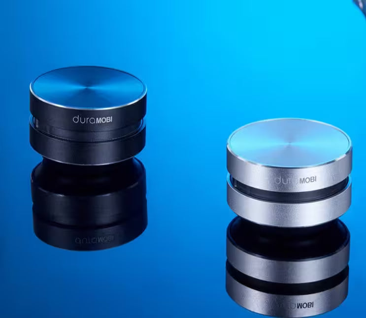 Two camera lens attachments with 'duraMOBI' branding on a blue background