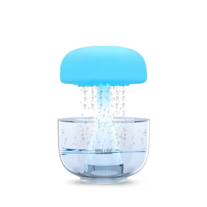Clear glass container with a blue lid on a white background