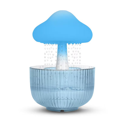 Blue mushroom-shaped object with a textured base on a white background