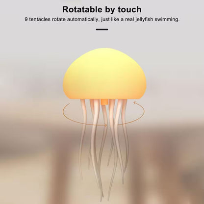 Jellyfish-shaped lamp with rotating tentacles on a gradient background