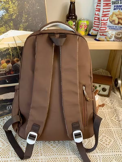 Kawaii Girls Backpack With Pendant | Cute Rabbit Pin Multi-Pocket School Bag | 5 Colors | Campus & Daily Carry for Teens & Students