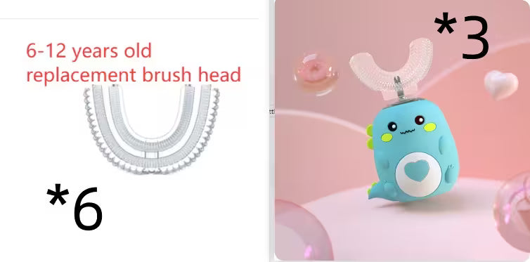 Kids Electric Toothbrush | U-Shaped | 360° Automatic Sonic Cleaning | Food-Grade Silicone | 3 Modes | 60-Second Timer