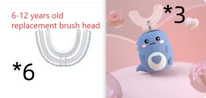Kids Electric Toothbrush | U-Shaped | 360° Automatic Sonic Cleaning | Food-Grade Silicone | 3 Modes | 60-Second Timer
