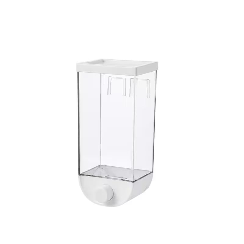 Clear plastic container with a white lid on a white background