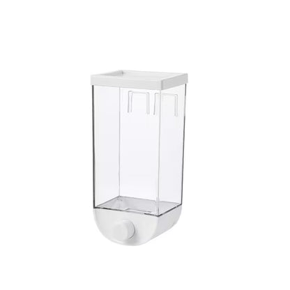 Clear plastic container with a white lid on a white background