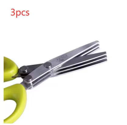 Set of three green-handled scissors on a white background with '3pcs' text.
