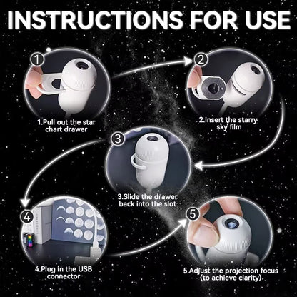 LED Galaxy Projector Night Light | 360° HD Star Projector for Kids Bedroom | Swappable Galaxy Film Discs | Ceiling & Wall Space Projector