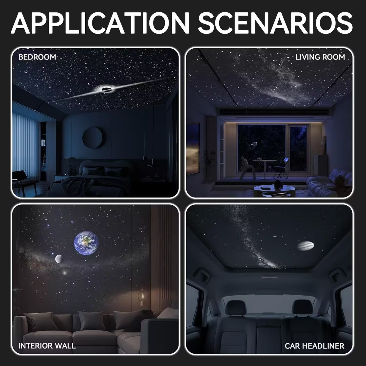 LED Galaxy Projector Night Light | 360° HD Star Projector for Kids Bedroom | Swappable Galaxy Film Discs | Ceiling & Wall Space Projector