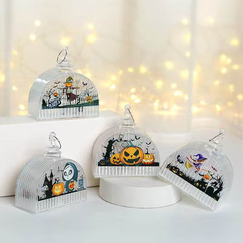 LED Halloween Lantern | Pumpkin, Scarecrow, Skull & Witch Designs | Decorative Spooky Light for Room & Party Table Styling