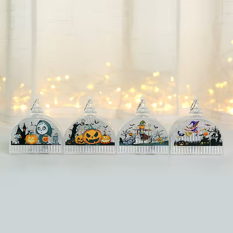 LED Halloween Lantern | Pumpkin, Scarecrow, Skull & Witch Designs | Decorative Spooky Light for Room & Party Table Styling