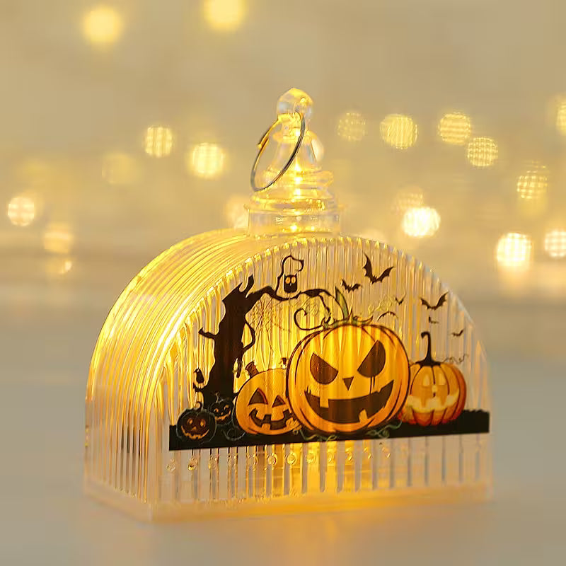 LED Halloween Lantern | Pumpkin, Scarecrow, Skull & Witch Designs | Decorative Spooky Light for Room & Party Table Styling
