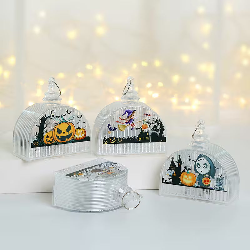 LED Halloween Lantern | Pumpkin, Scarecrow, Skull & Witch Designs | Decorative Spooky Light for Room & Party Table Styling
