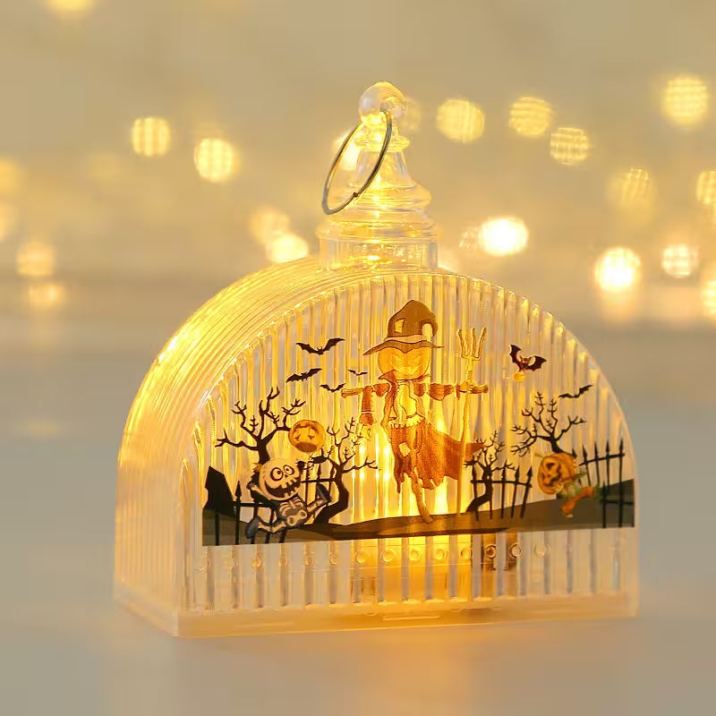 LED Halloween Lantern | Pumpkin, Scarecrow, Skull & Witch Designs | Decorative Spooky Light for Room & Party Table Styling