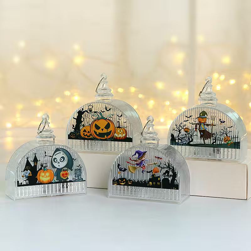 LED Halloween Lantern | Pumpkin, Scarecrow, Skull & Witch Designs | Decorative Spooky Light for Room & Party Table Styling