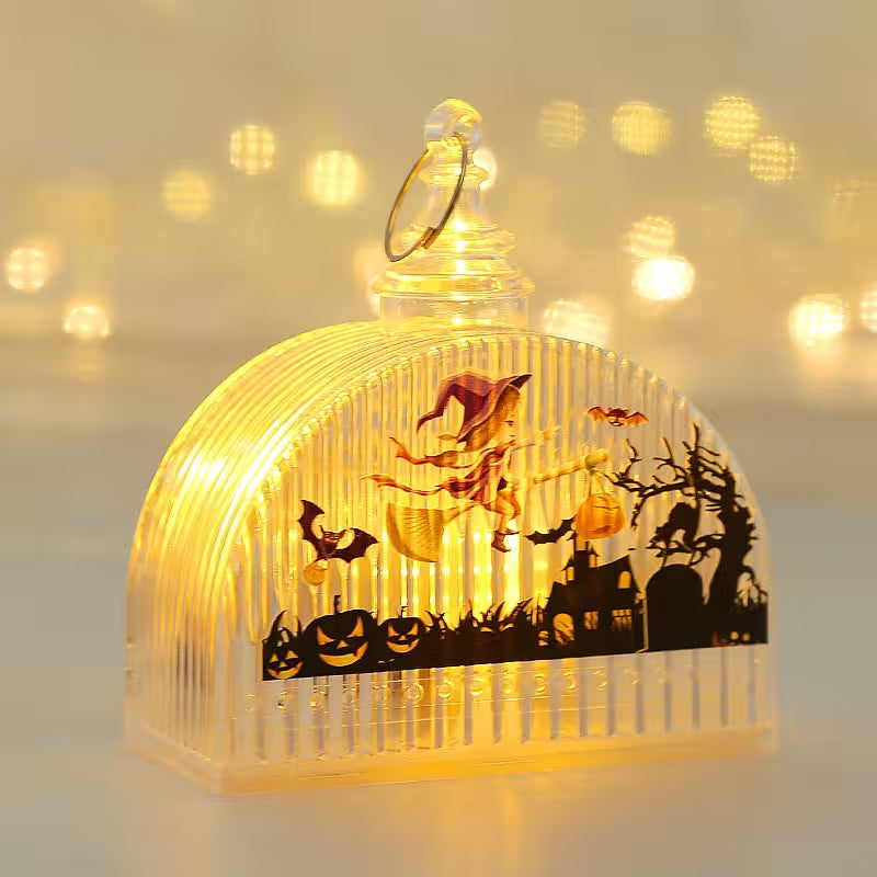 LED Halloween Lantern | Pumpkin, Scarecrow, Skull & Witch Designs | Decorative Spooky Light for Room & Party Table Styling
