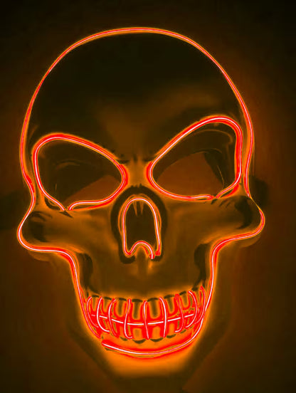 LED Halloween Mask – EL Wire Neon Glow, 3 Light Modes, Battery Powered, 10 Colors for Parties & Festivals