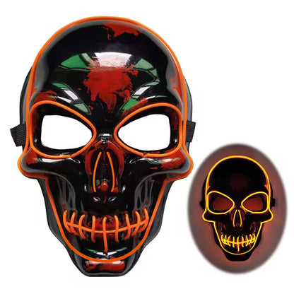 LED Halloween Mask – EL Wire Neon Glow, 3 Light Modes, Battery Powered, 10 Colors for Parties & Festivals