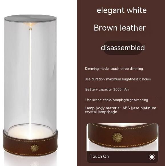 White LED Lamp With Brown Leather