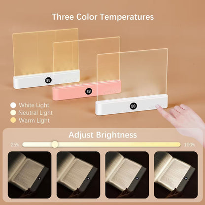 Lighting device with color temperature and brightness controls on a brown background