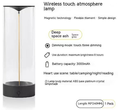 Wireless touch atmosphere lamp with specifications on a white background