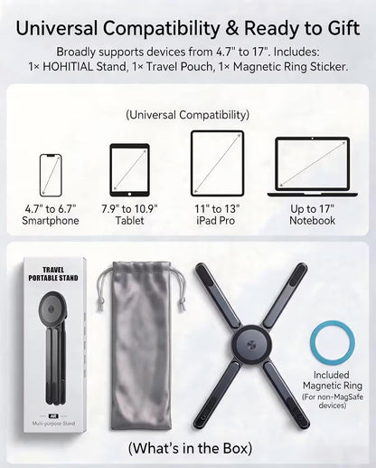Universal Laptop Foldable Stand with Magnetic Phone Holder