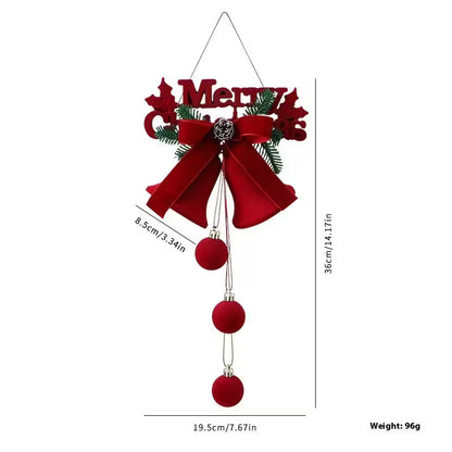 Christmas decoration with red bow and balls, featuring 'Merry Christmas' text, on a white background.