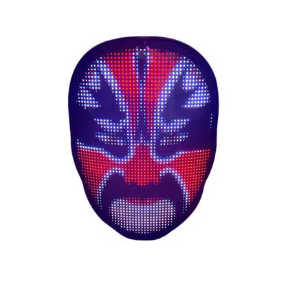 LED mask with red and blue lights on a white background