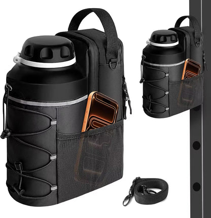 Magnetic Gym Bag Water Bottle Holder | Crossbody Bottle Carrier with 4 Magnets For Gym, Hiking & Sports