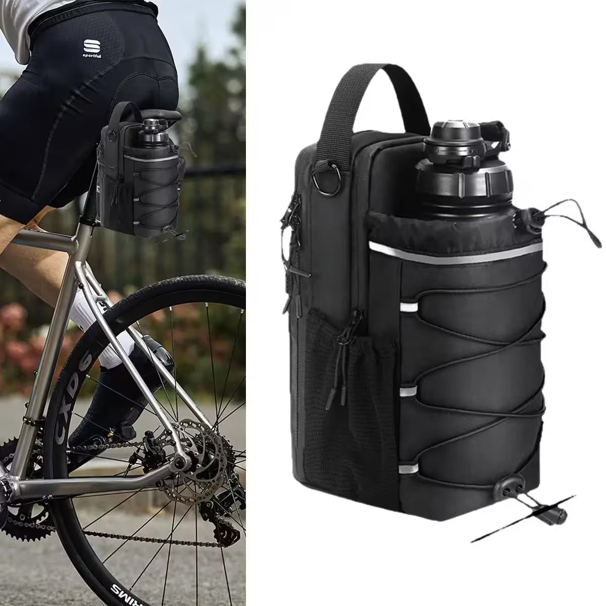 Magnetic Gym Bag Water Bottle Holder | Crossbody Bottle Carrier with 4 Magnets For Gym, Hiking & Sports