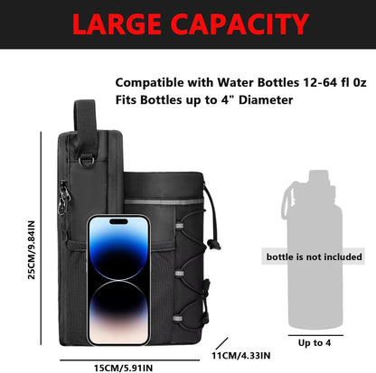 Magnetic Gym Bag Water Bottle Holder | Crossbody Bottle Carrier with 4 Magnets For Gym, Hiking & Sports
