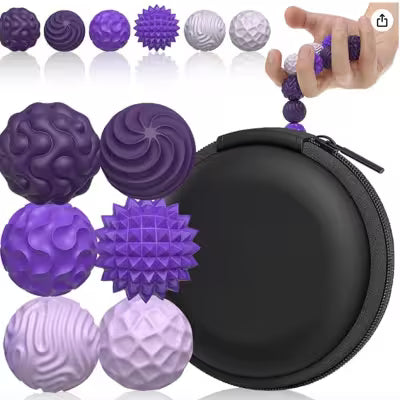 Magnetic Silicone Fidget Balls for Adults | 4 Sensory Textures | Silent Stress Relief Toy | 4 or 8 Ball Set with EVA Case