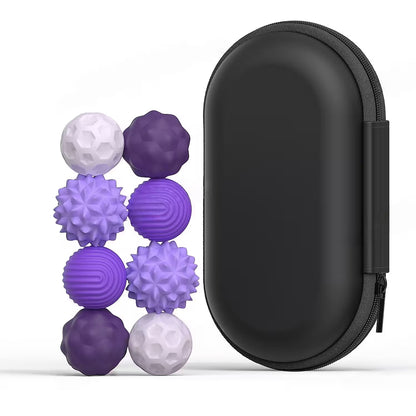 Magnetic Silicone Fidget Balls for Adults | 4 Sensory Textures | Silent Stress Relief Toy | 4 or 8 Ball Set with EVA Case