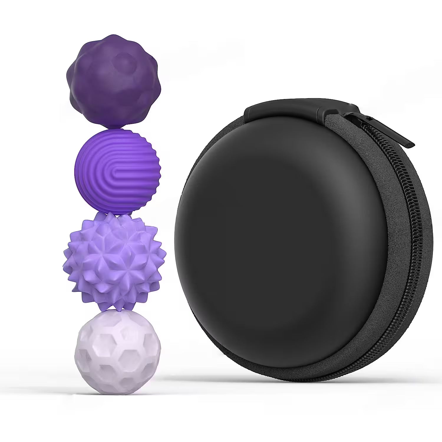 Magnetic Silicone Fidget Balls for Adults | 4 Sensory Textures | Silent Stress Relief Toy | 4 or 8 Ball Set with EVA Case