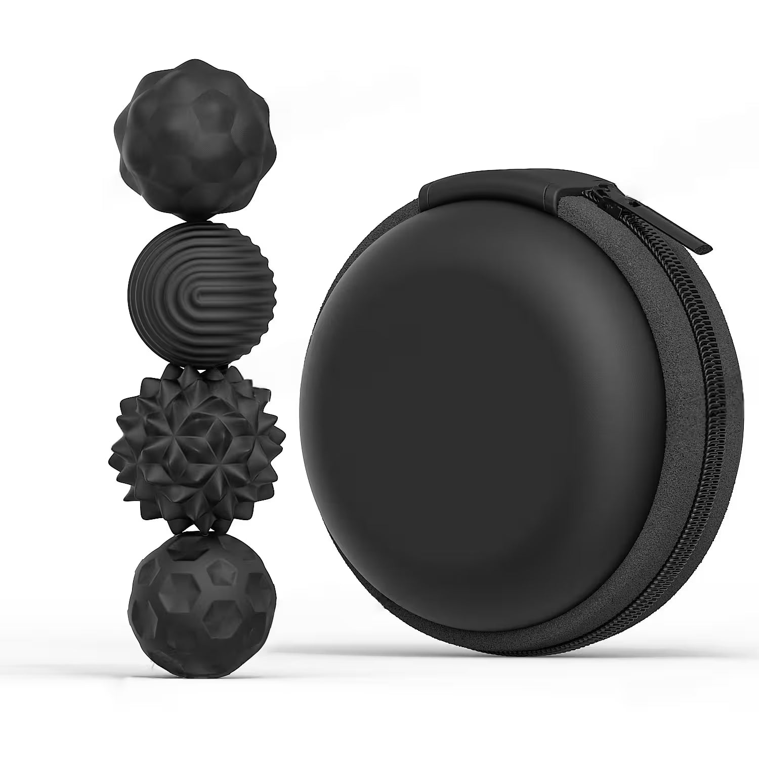 Magnetic Silicone Fidget Balls for Adults | 4 Sensory Textures | Silent Stress Relief Toy | 4 or 8 Ball Set with EVA Case