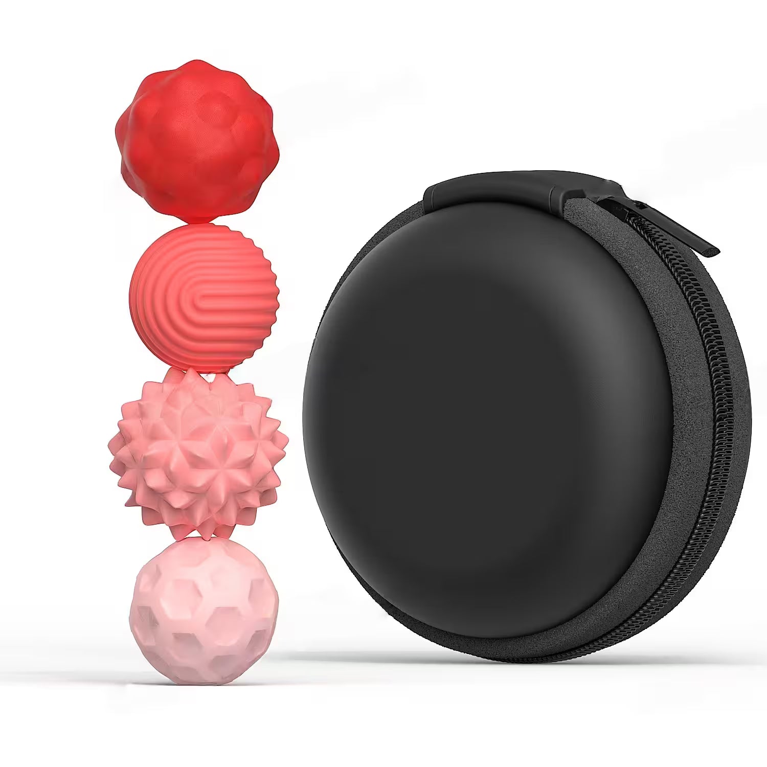 Magnetic Silicone Fidget Balls for Adults | 4 Sensory Textures | Silent Stress Relief Toy | 4 or 8 Ball Set with EVA Case