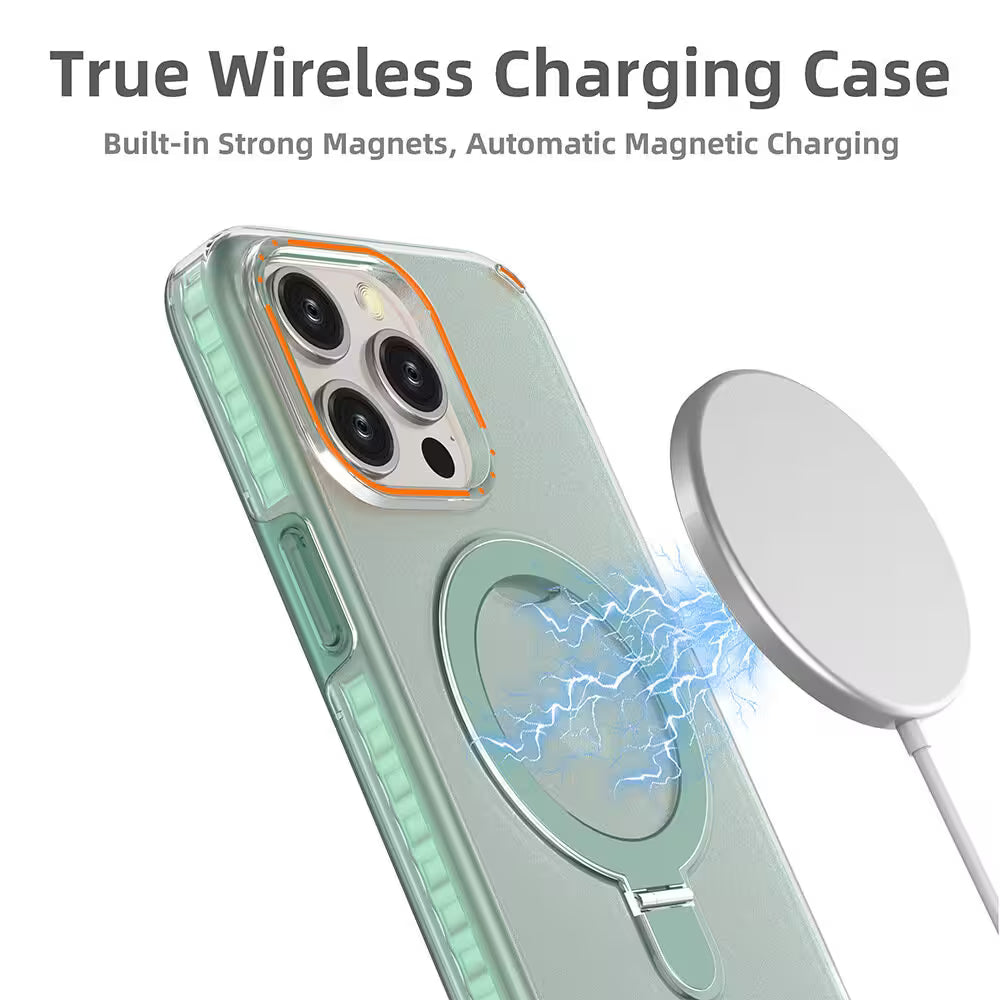 True wireless charging case with built-in magnets on a white background