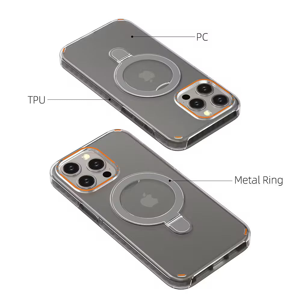 Phone case with labeled components on a white background