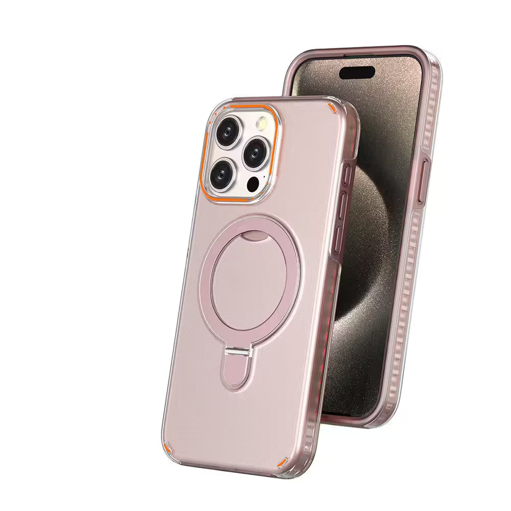 Phone case with a magnetic ring holder on a white background