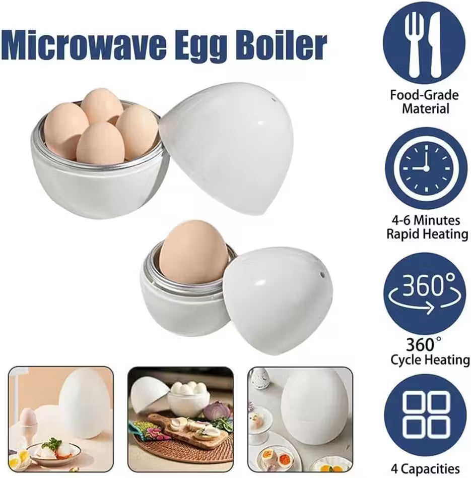 Microwave Egg Boiler – Fast 4-Egg Cooker for Busy Parents (No Stove Needed!)