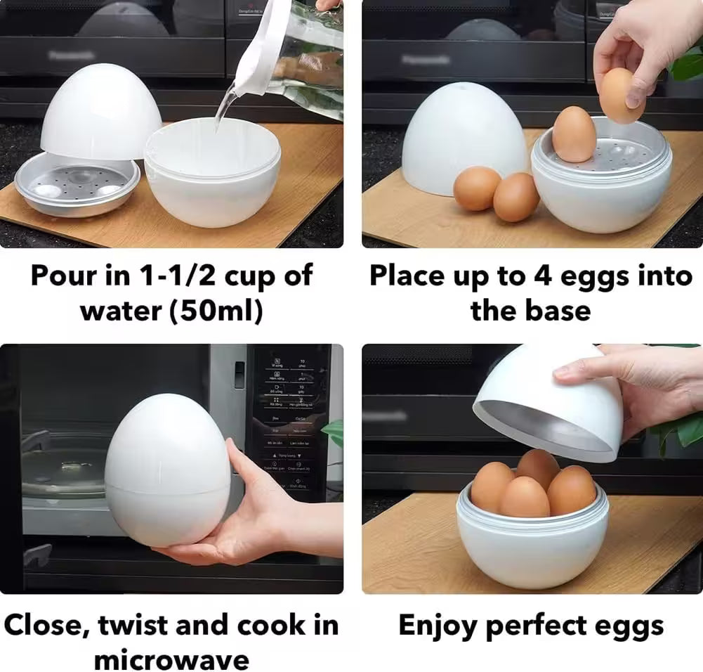 Microwave Egg Boiler – Fast 4-Egg Cooker for Busy Parents (No Stove Needed!)