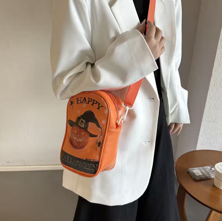 Mini Crossbody Bag For Phone – Women’s Halloween & Gothic Print Small Shoulder Purse with Adjustable Strap and Zip Closure