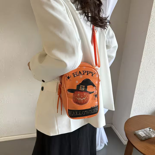Mini Crossbody Bag For Phone – Women’s Halloween & Gothic Print Small Shoulder Purse with Adjustable Strap and Zip Closure