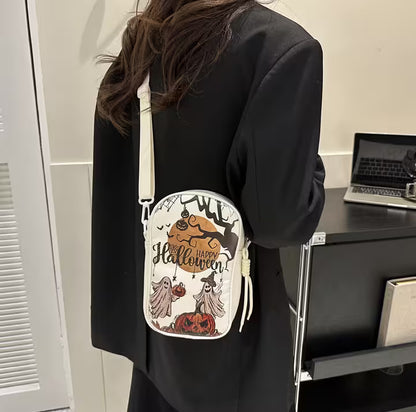 Mini Crossbody Bag For Phone – Women’s Halloween & Gothic Print Small Shoulder Purse with Adjustable Strap and Zip Closure