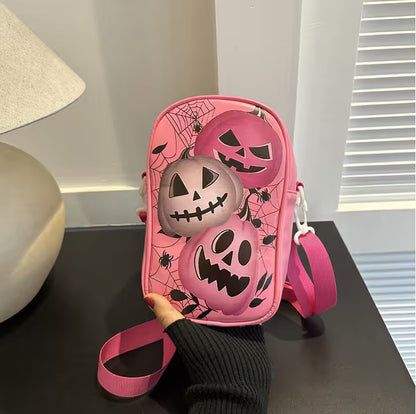 Mini Crossbody Bag For Phone – Women’s Halloween & Gothic Print Small Shoulder Purse with Adjustable Strap and Zip Closure