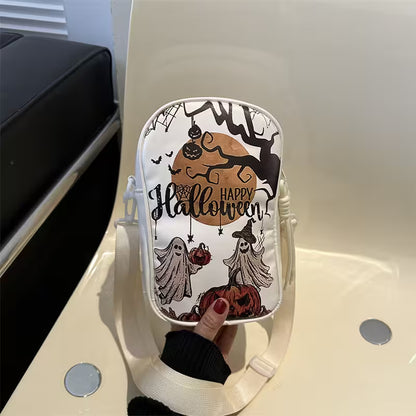 Mini Crossbody Bag For Phone – Women’s Halloween & Gothic Print Small Shoulder Purse with Adjustable Strap and Zip Closure