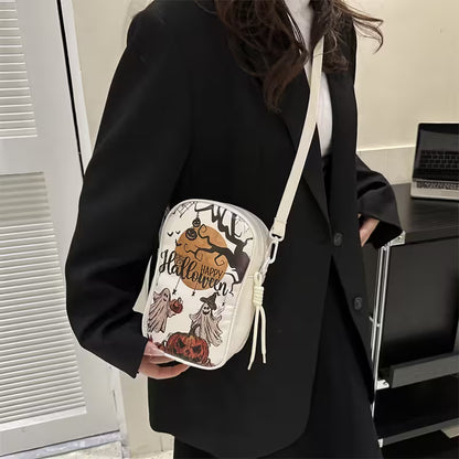 Mini Crossbody Bag For Phone – Women’s Halloween & Gothic Print Small Shoulder Purse with Adjustable Strap and Zip Closure