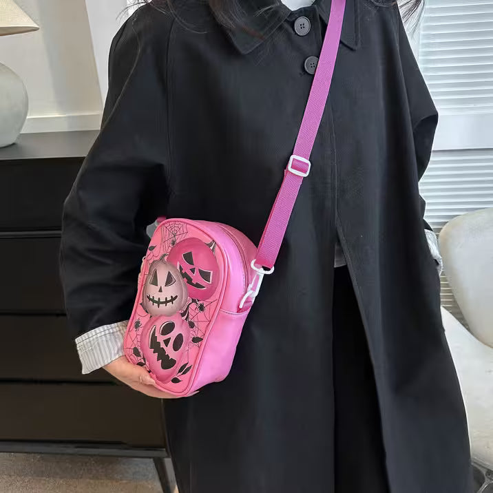 Mini Crossbody Bag For Phone – Women’s Halloween & Gothic Print Small Shoulder Purse with Adjustable Strap and Zip Closure