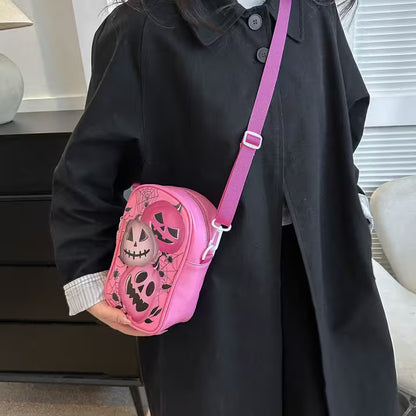 Mini Crossbody Bag For Phone – Women’s Halloween & Gothic Print Small Shoulder Purse with Adjustable Strap and Zip Closure